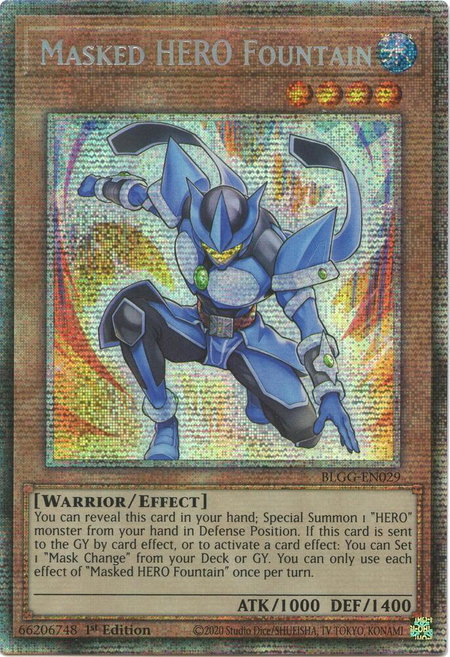 Masked HERO Fountain (Starlight Rare) trading card from Battles of Legend: Glorious Gallery Masked HERO Fountain (Starlight Rare) - Battles of Legend: Glorious Gallery YuGiOh trading card