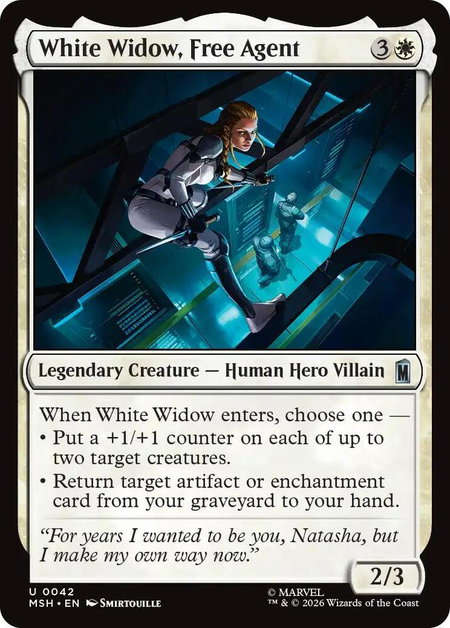 White Widow, Free Agent - Marvel Super Heroes Magic: The Gathering trading card