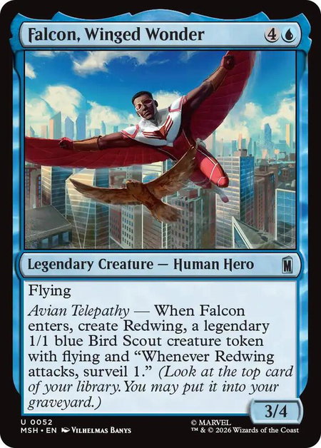 Falcon, Winged Wonder - Marvel Super Heroes Magic: The Gathering trading card