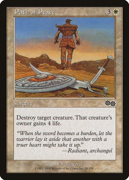 Path of Peace trading card from Urza's Saga Path of Peace - Urza's Saga Magic: The Gathering trading card