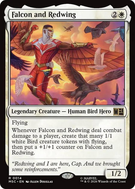 Falcon and Redwing - Commander: Marvel Super Heroes Magic: The Gathering trading card