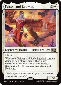 Falcon and Redwing (Surge Foil) - Commander: Marvel Super Heroes (MSC) #14 - Rare Magic: The Gathering Trading Card