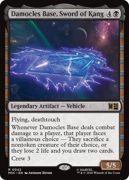 Damocles Base, Sword of Kang - Commander: Marvel Super Heroes Magic: The Gathering trading card