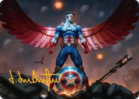 Captain America, Wings of Freedom Art Card (2/45) (Gold-Stamped Signature) - Art Series: Marvel Super Heroes (AAMSH) #2 - Special Magic: The Gathering Trading Card