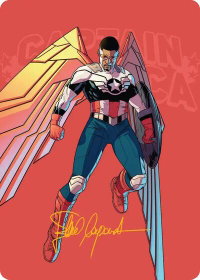 Captain America, Wings of Freedom Art Card (22/45) (Gold-Stamped Signature) - Art Series: Marvel Super Heroes (AAMSH) #22 - Special Magic: The Gathering Trading Card