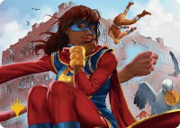 Ms. Marvel, Kamala Khan Art Card (Gold-Stamped Planeswalker Symbol) - Art Series: Marvel Super Heroes (AAMSH) #5 - Special Magic: The Gathering Trading Card