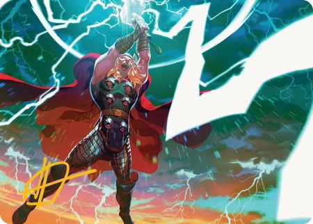 Lightning Strike Art Card (Gold-Stamped Signature) - Art Series: Marvel Super Heroes Magic: The Gathering trading card