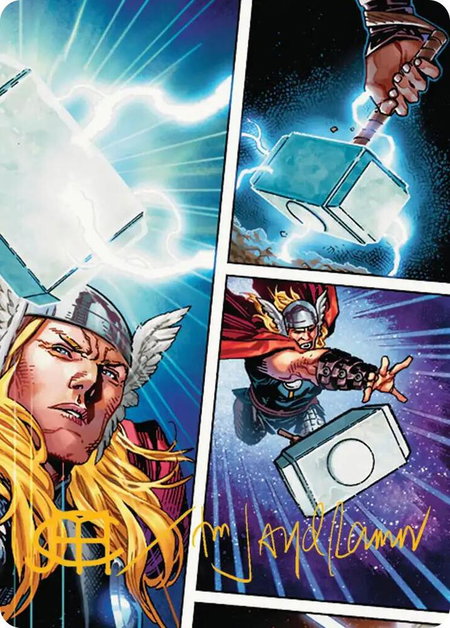 Mjolnir, Hammer of Thor Art Card (Gold-Stamped Signature) - Art Series: Marvel Super Heroes Magic: The Gathering trading card