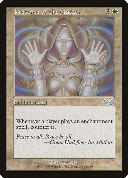 Presence of the Master trading card from Urza's Saga Presence of the Master - Urza's Saga Magic: The Gathering trading card