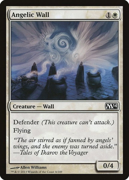 Angelic Wall trading card from Magic 2014 (M14) Angelic Wall - Magic 2014 (M14) Magic: The Gathering trading card