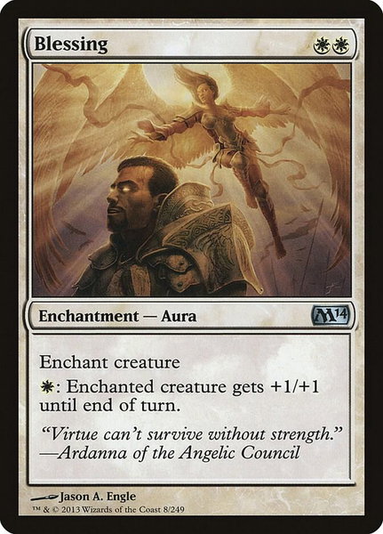Blessing trading card from Magic 2014 (M14) Blessing - Magic 2014 (M14) Magic: The Gathering trading card