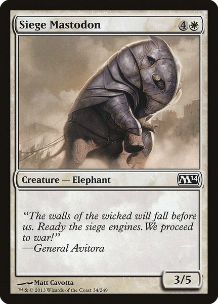 Siege Mastodon trading card from Magic 2014 (M14) Siege Mastodon - Magic 2014 (M14) Magic: The Gathering trading card