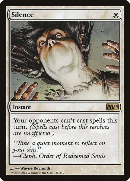 Silence trading card from Magic 2014 (M14) Silence - Magic 2014 (M14) Magic: The Gathering trading card