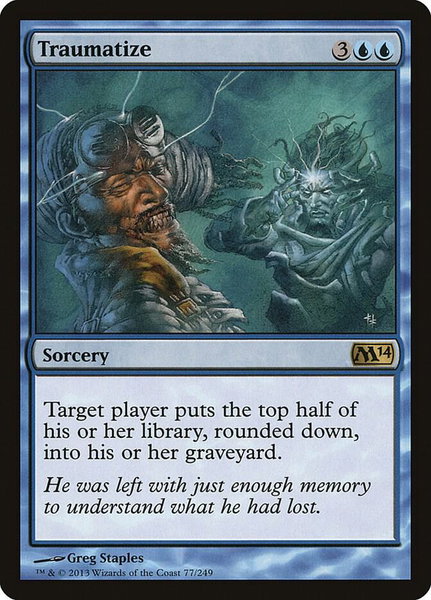 Traumatize trading card from Magic 2014 (M14) Traumatize - Magic 2014 (M14) Magic: The Gathering trading card