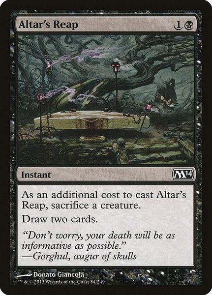 Altar's Reap trading card from Magic 2014 (M14) Altar's Reap - Magic 2014 (M14) Magic: The Gathering trading card