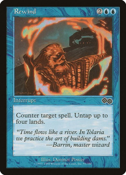 Rewind trading card from Urza's Saga Rewind - Urza's Saga Magic: The Gathering trading card
