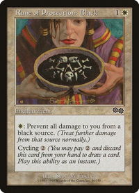 Rune of Protection: Black - Urza's Saga (USG) #36 - Common Magic: The Gathering Trading Card