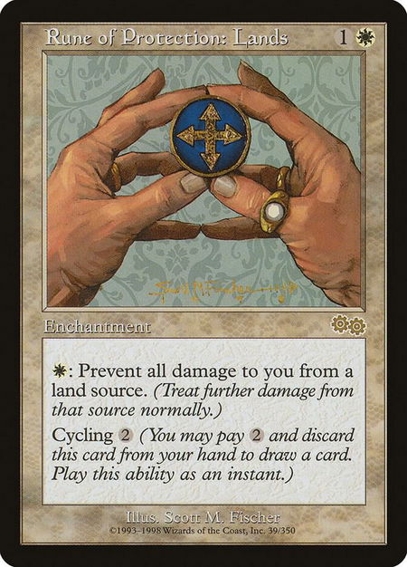 Rune of Protection: Lands - Urza's Saga Magic: The Gathering trading card