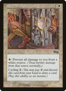 Rune of Protection: White - Urza's Saga (USG) #41 - Common Magic: The Gathering Trading Card