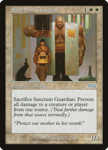 Sanctum Guardian trading card from Urza's Saga Sanctum Guardian - Urza's Saga Magic: The Gathering trading card