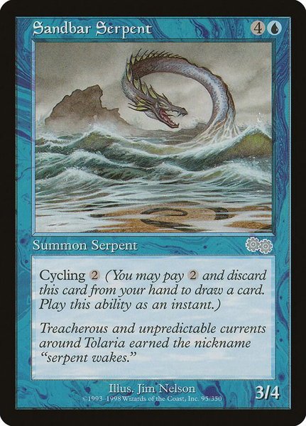 Sandbar Serpent trading card from Urza's Saga Sandbar Serpent - Urza's Saga Magic: The Gathering trading card