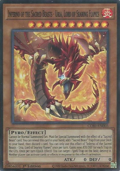 Inferno of the Sacred Beasts - Uria, Lord of Searing Flames - Chaos Origins YuGiOh trading card