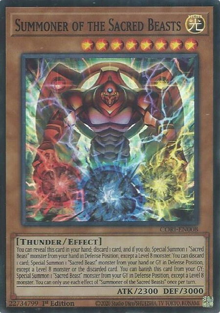 Summoner of the Sacred Beasts trading card from Chaos Origins Summoner of the Sacred Beasts - Chaos Origins YuGiOh trading card