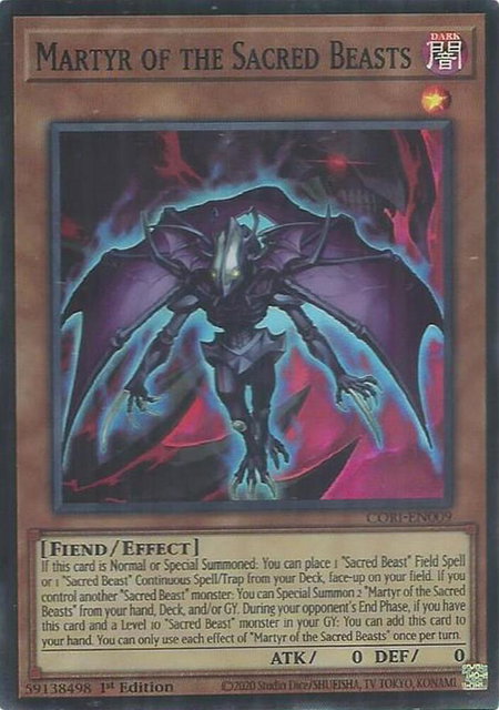 Martyr of the Sacred Beasts trading card from Chaos Origins Martyr of the Sacred Beasts - Chaos Origins YuGiOh trading card