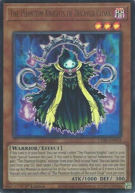 The Phantom Knights of Decayed Cloak trading card from Chaos Origins The Phantom Knights of Decayed Cloak - Chaos Origins YuGiOh trading card