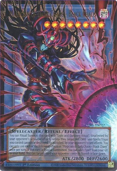 Magician of Dark Chaos - Black Chaos (Extended Art) trading card from Chaos Origins Magician of Dark Chaos - Black Chaos (Extended Art) - Chaos Origins YuGiOh trading card