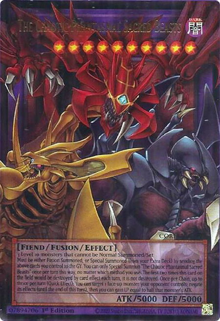 The Chaotic Phantasmal Sacred Beasts trading card from Chaos Origins The Chaotic Phantasmal Sacred Beasts - Chaos Origins YuGiOh trading card