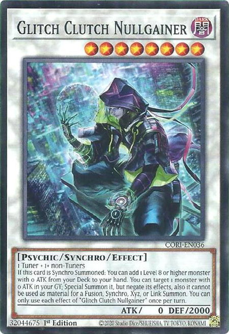 Glitch Clutch Nullgainer trading card from Chaos Origins Glitch Clutch Nullgainer - Chaos Origins YuGiOh trading card