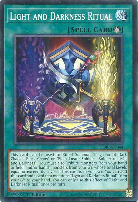 Light and Darkness Ritual trading card from Chaos Origins Light and Darkness Ritual - Chaos Origins YuGiOh trading card
