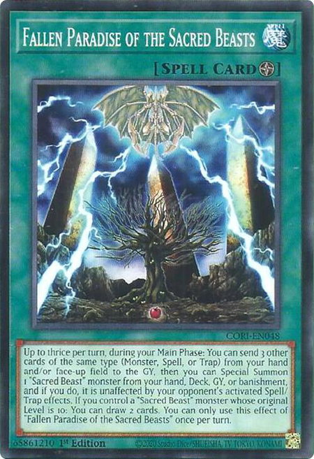 Fallen Paradise of the Sacred Beasts trading card from Chaos Origins Fallen Paradise of the Sacred Beasts - Chaos Origins YuGiOh trading card