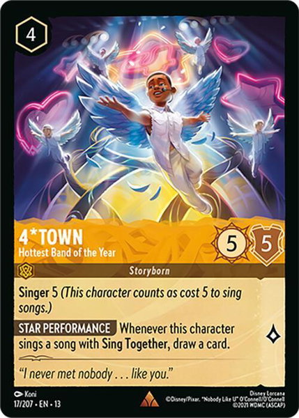 4*Town - Hottest Band of the Year trading card from Attack of the Vine! 4*Town - Hottest Band of the Year - Attack of the Vine! Disney Lorcana trading card