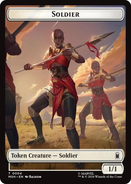 Soldier // Clue Double-Sided Token trading card from Marvel Super Heroes Soldier // Clue Double-Sided Token - Marvel Super Heroes Magic: The Gathering trading card