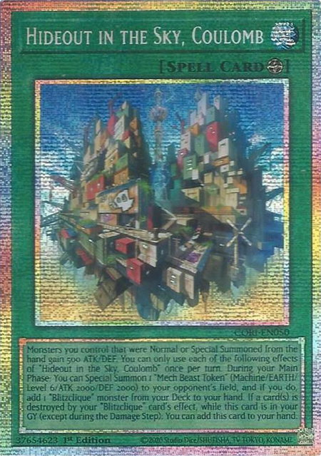Hideout in the Sky, Coulomb (Starlight Rare) trading card from Chaos Origins Hideout in the Sky, Coulomb (Starlight Rare) - Chaos Origins YuGiOh trading card