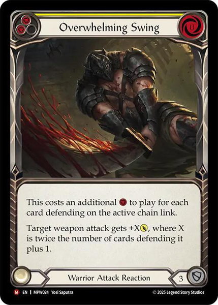 Overwhelming Swing trading card from Mastery Pack Warrior Overwhelming Swing - Mastery Pack Warrior Flesh and Blood trading card