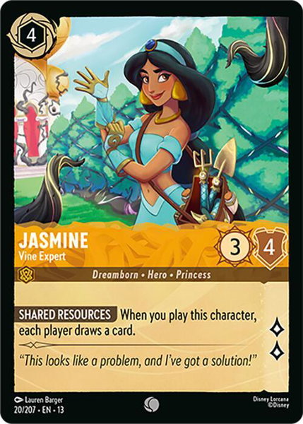 Jasmine - Vine Expert trading card from Attack of the Vine! Jasmine - Vine Expert - Attack of the Vine! Disney Lorcana trading card