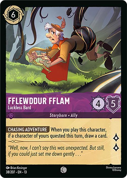 Fflewddur Fflam - Luckless Bard - Attack of the Vine! Disney Lorcana trading card