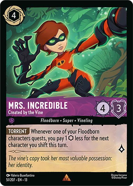 Mrs. Incredible - Created by the Vine trading card from Attack of the Vine! Mrs. Incredible - Created by the Vine - Attack of the Vine! Disney Lorcana trading card