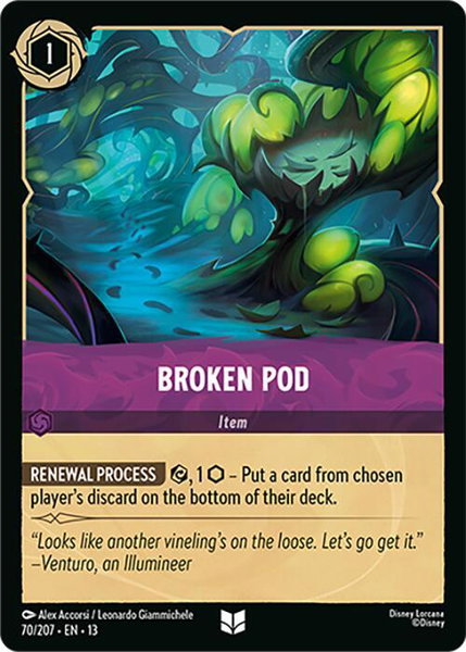 Broken Pod trading card from Attack of the Vine! Broken Pod - Attack of the Vine! Disney Lorcana trading card