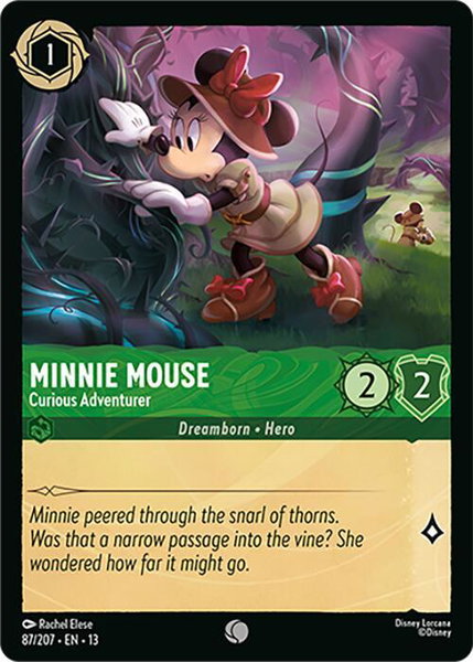 Minnie Mouse - Curious Adventurer trading card from Attack of the Vine! Minnie Mouse - Curious Adventurer - Attack of the Vine! Disney Lorcana trading card