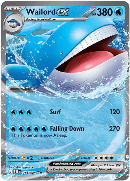 Wailord ex - 016/084 - ME05: Pitch Black Pokémon trading card