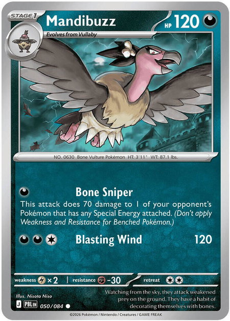 Mandibuzz trading card from ME05: Pitch Black Mandibuzz - ME05: Pitch Black Pokémon trading card