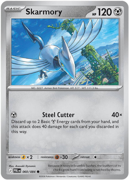 Skarmory trading card from ME05: Pitch Black Skarmory - ME05: Pitch Black Pokémon trading card