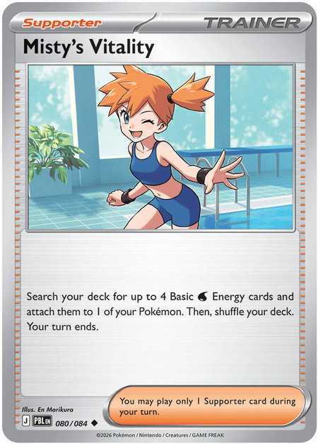 Misty's Vitality - 080/084 trading card from ME05: Pitch Black Misty's Vitality - 080/084 - ME05: Pitch Black Pokémon trading card