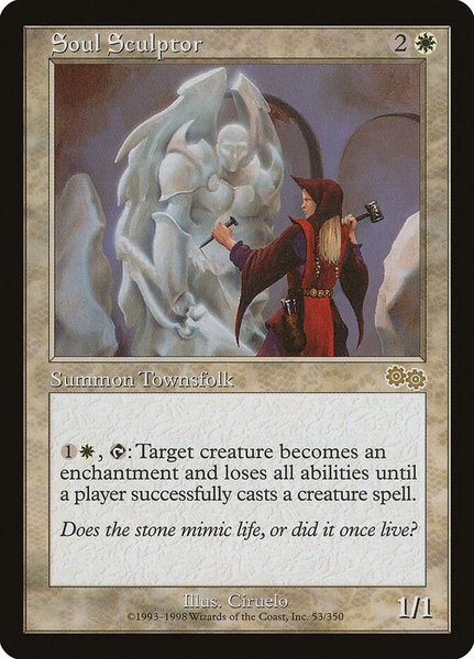 Soul Sculptor trading card from Urza's Saga Soul Sculptor - Urza's Saga Magic: The Gathering trading card