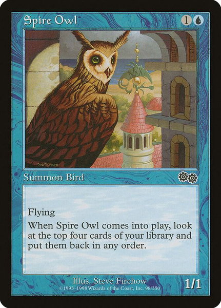 Spire Owl trading card from Urza's Saga Spire Owl - Urza's Saga Magic: The Gathering trading card