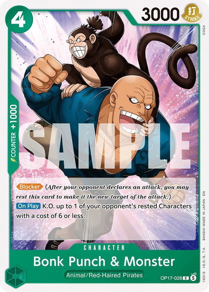 Bonk Punch & Monster trading card from The World's Strongest Warriors Bonk Punch & Monster - The World's Strongest Warriors One Piece trading card
